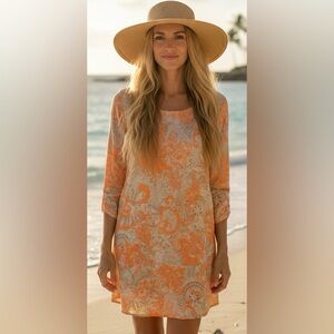 Elegant Dress ~ Flare Sleeves and Tie back ~ Pool Beach Cover-up. 🧡🌴🍸